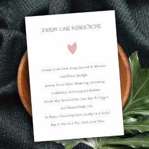 Elegant Minimal Simple Pink Heart Jewellery Care Business Card