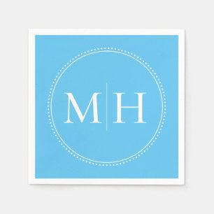 Elegant Minimal Sky Blue Monogram Wedding Napkin