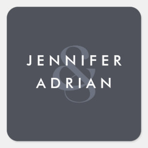 Elegant Minimal Squid Ink Modern Wedding Envelope Square Sticker