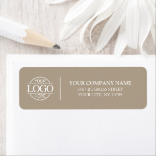 Elegant Minimal Taupe Business Logo Return Address
