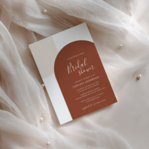Elegant Minimal Terracotta Arch Boho Bridal Shower Invitation