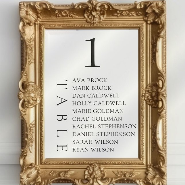 Elegant Minimal Text Table Number Seating Chart (Creator Uploaded)