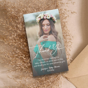 elegant minimal thank you baby shower faded photo card
