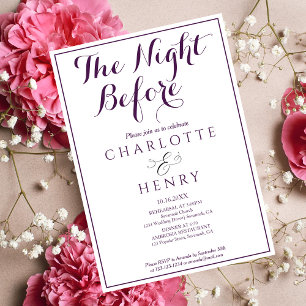 Elegant Minimal The Night Before Purple Invitation