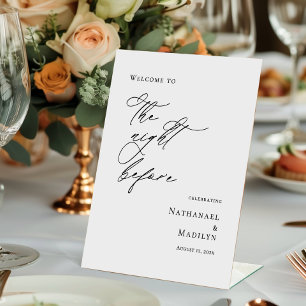 Elegant minimal The Night Before Rehearsal welcome Pedestal Sign