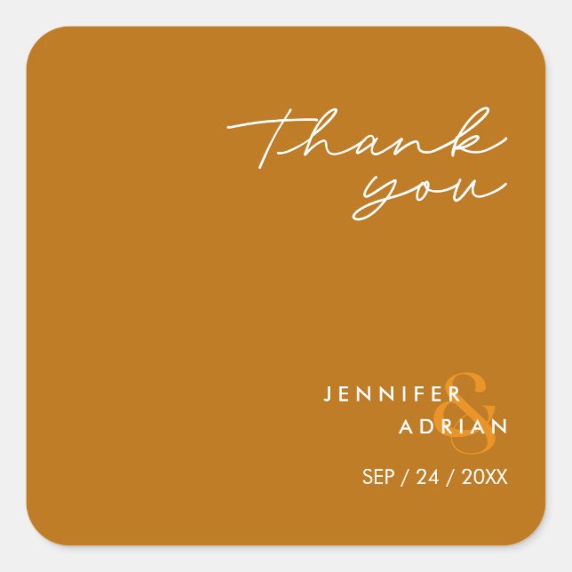 Elegant Minimal Tiger’s Eye Modern Wedding  Square Sticker (Front)