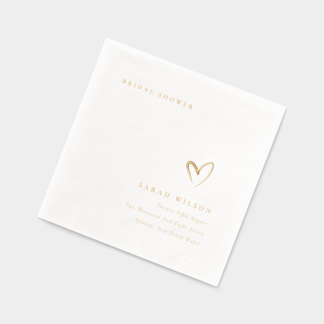 Elegant Minimal Topography Heart Bridal Shower Foil Napkins (Left)