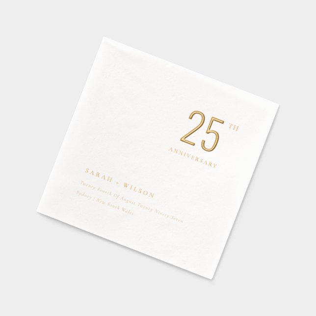 Elegant Minimal Topography Wedding Anniversary  Foil Napkins (Left)