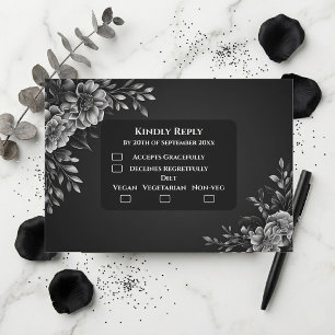 Elegant Minimal Typography Black White Monochrome RSVP Card