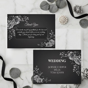 Elegant Minimal Typography Black White Monochrome Thank You Card