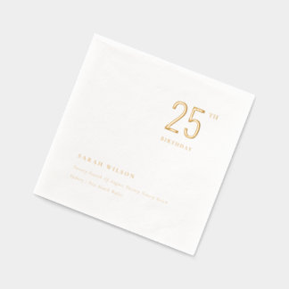 Elegant Minimal Typography Custom Birthday Foil Napkins