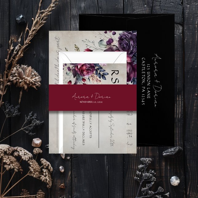 Elegant Minimal Typography Red Wedding  Invitation Belly Band (Creator Uploaded)