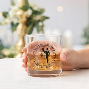 elegant minimal typography wedding couple whiskey glass