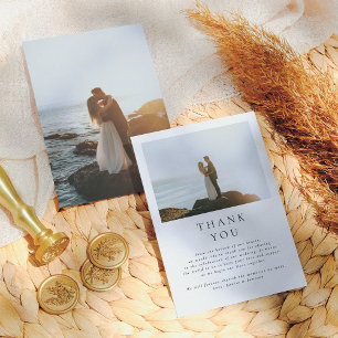 Elegant Minimal Typography Wedding Photo Thank You Card