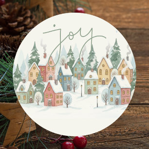 Elegant Minimal Vintage Winter Christmas Classic Round Sticker