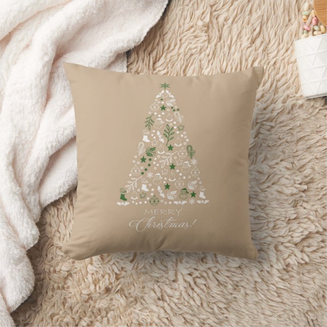 Elegant Minimal Watercolor Christmastree Holidays Cushion (Blanket)