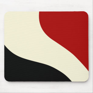 Elegant minimal wave in Red, Black, and Cream Mouse Pad