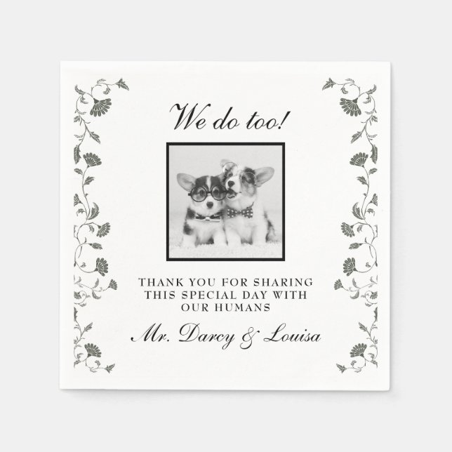 Elegant Minimal We Do Too Dog Pet Kids Wedding Napkin (Front)
