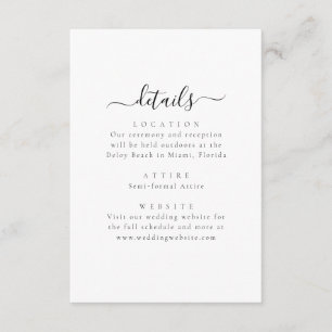Elegant Minimal Wedding Details Enclosure Card