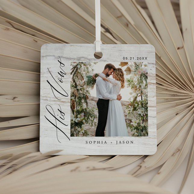 Elegant Minimal Wedding His Vows Couples Photos Metal Tree Decoration (Elegant Minimal Wedding His Vows Couples Photos Metal Ornament)