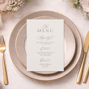 Elegant Minimal Wedding Menu Card 