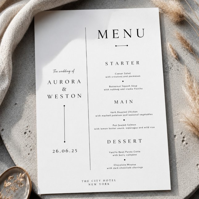 Elegant Minimal Wedding Menu Card Classic Modern (Creator Uploaded)