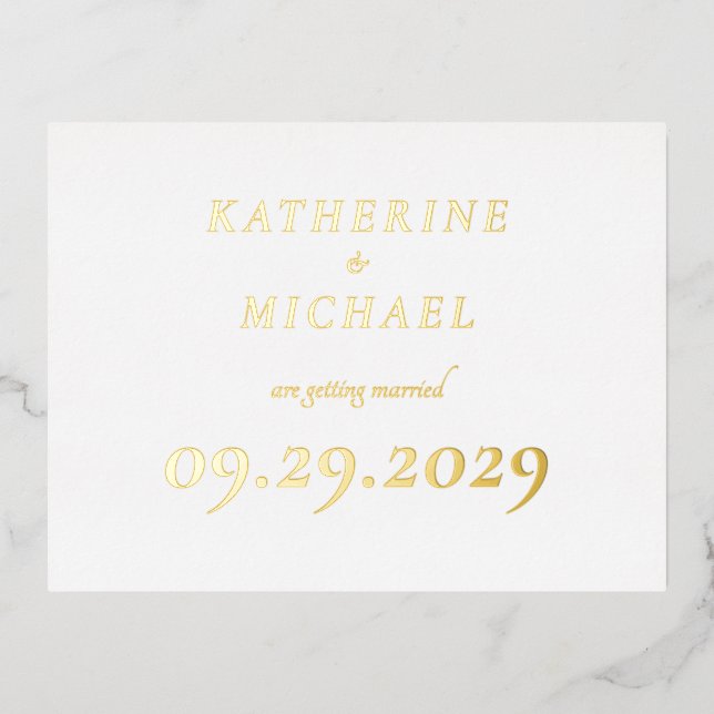 Elegant Minimal Wedding Real Gold Foil Invitation (Front)