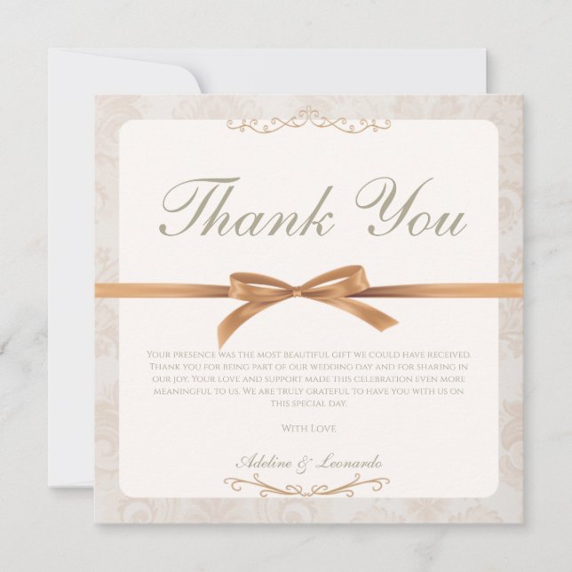 Elegant Minimal Wedding thank you card (Front)