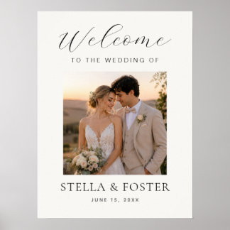 Elegant Minimal Wedding Welcome Photo Sign