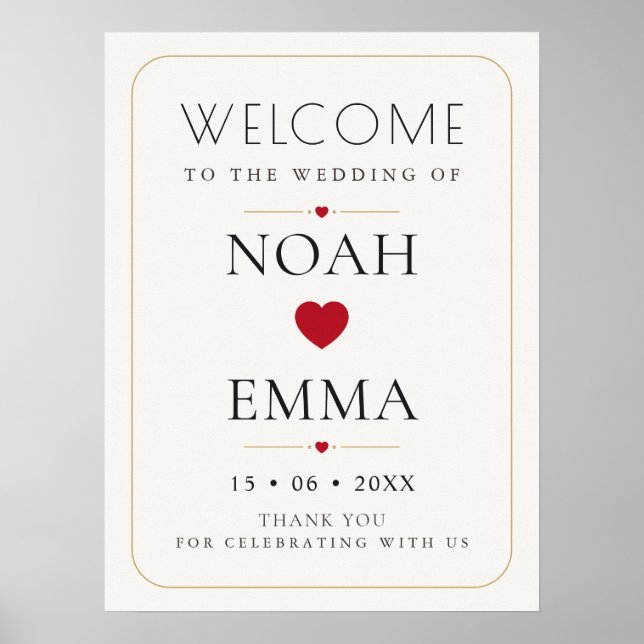 Elegant Minimal Wedding Welcome Sign (Front)