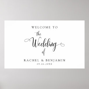 Elegant Minimal Welcome Wedding Fancy Script black Poster