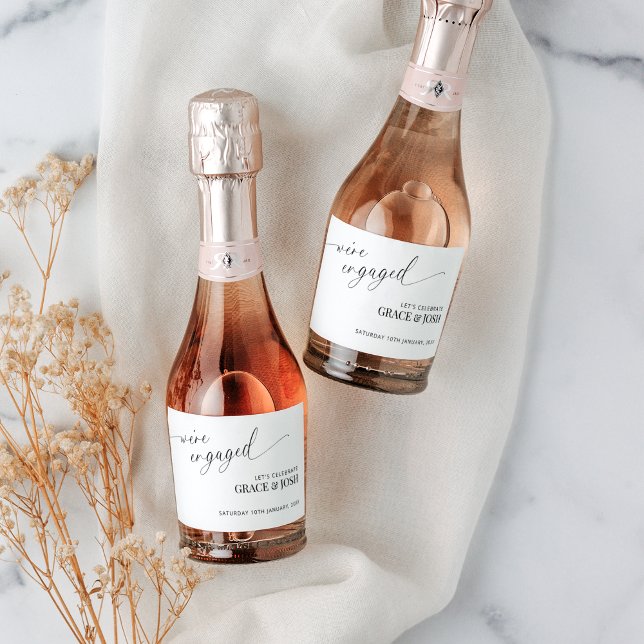 Elegant Minimal We're Engaged Engagement Party Sparkling Wine Label (Creator Uploaded)
