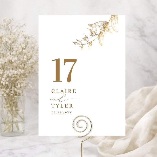 Elegant, Minimal White and Gold Table Number (Creator Uploaded)