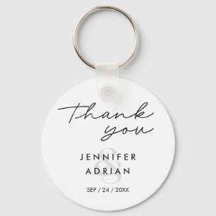 Elegant Minimal White Modern Wedding Key Ring