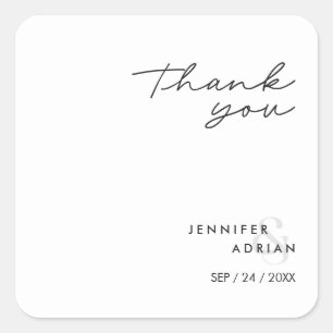 Elegant Minimal White Modern Wedding Square Sticker