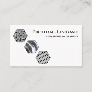 Elegant minimal white steel metal expert hexagonal business card