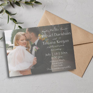 elegant minimal white typography wedding photo  invitation