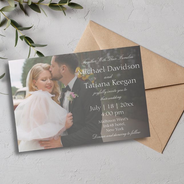 elegant minimal white typography wedding photo  invitation (Creator Uploaded)