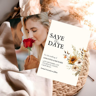 Elegant Minimal Wildflower Wedding Save The Date I Invitation