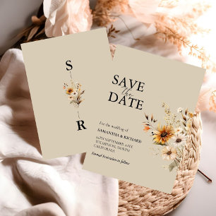 Elegant Minimal Wildflower Wedding Save The Date Invitation