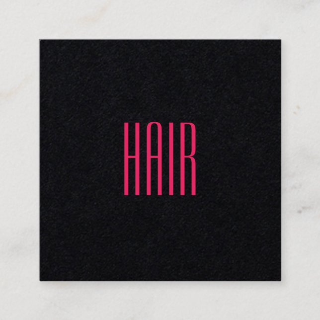 Elegant minimalism black pink duo tone square business card (Front)
