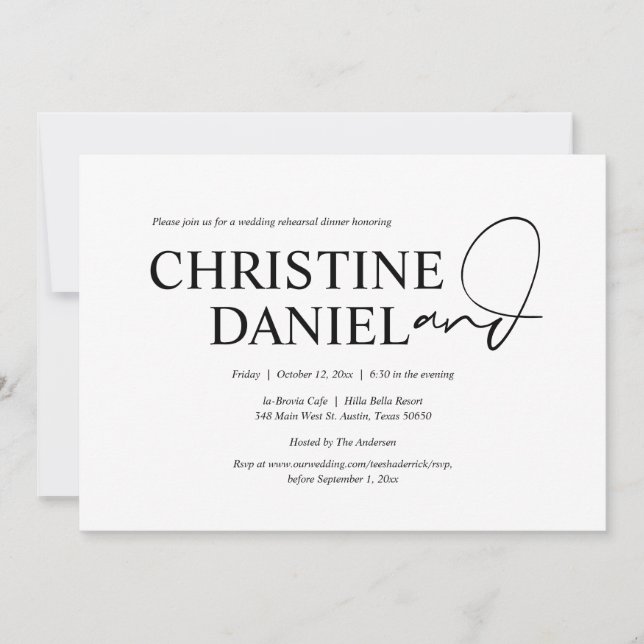Elegant Minimalism Wedding Rehearsal Dinner Invitation (Front)