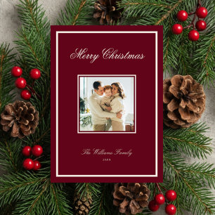 Elegant Minimalist 1 Photo Christmas Holiday Card