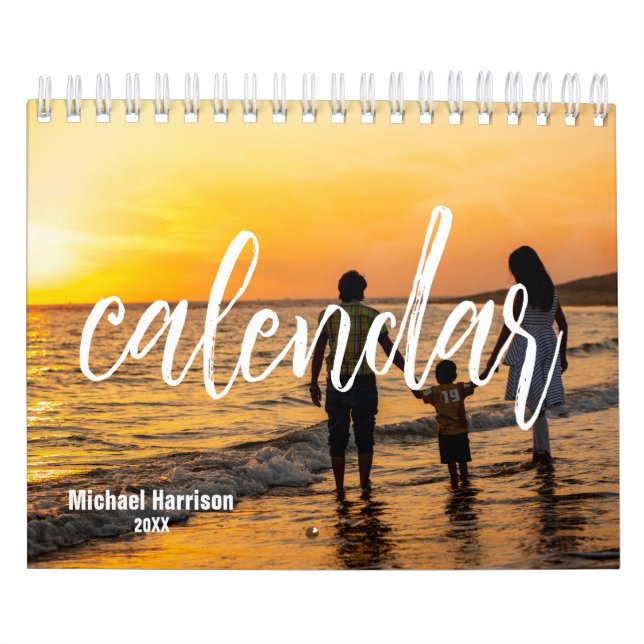 Elegant minimalist 2025 Custom photo Text  Calendar (Cover)