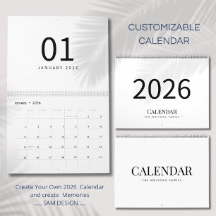 Elegant Minimalist 2026 Calendar