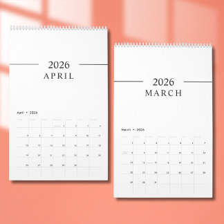 Elegant Minimalist 2026 Calendar