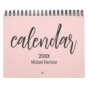 Elegant Minimalist 2026 Calendar – Blush & black