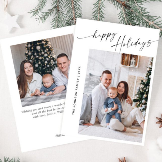 Elegant Minimalist 2 PHOTO Christmas Greeting Holiday Card (Creator Uploaded)