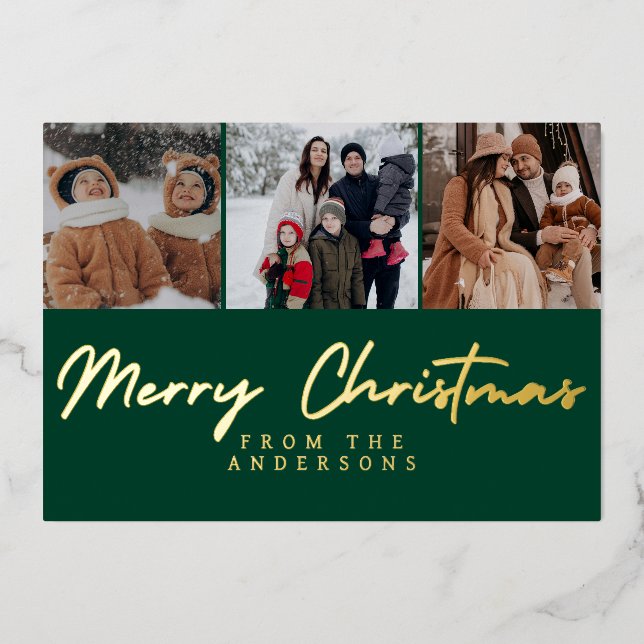 Elegant Minimalist 3 Photo Layout Family Christmas (Front)