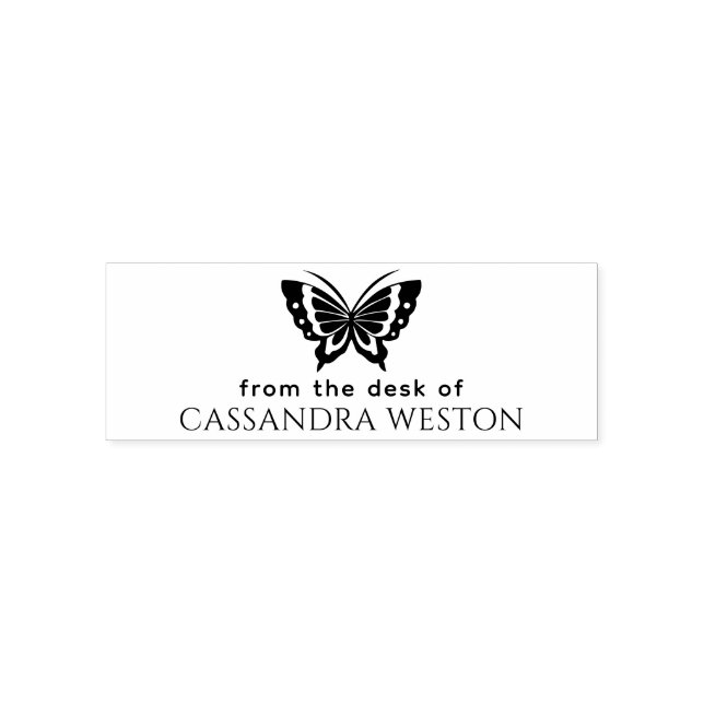 Elegant Minimalist #4 Butterfly “Desk of” Name Self-inking Stamp (Design)